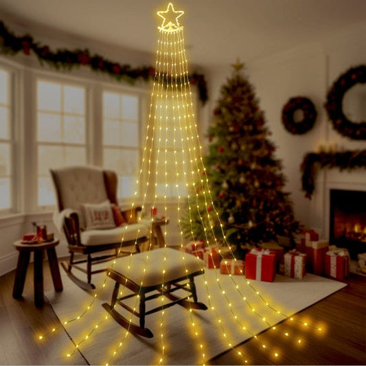 Cascada de luz y Estrella Navideña