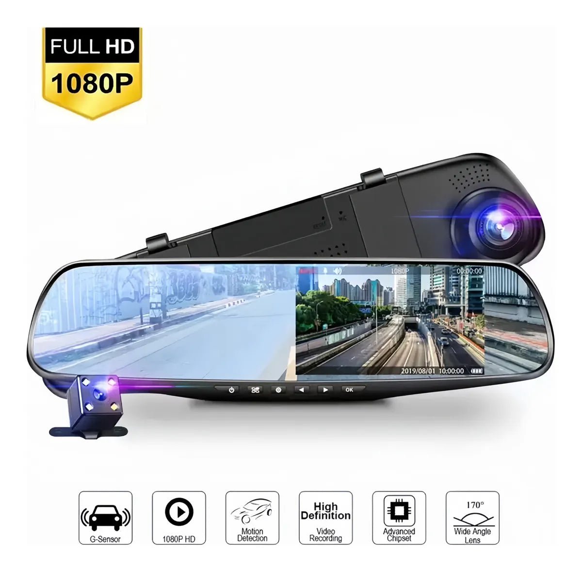 Espejo Retrovisor Para Coche Con Cámara
