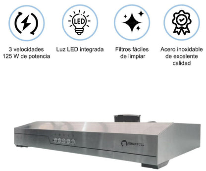 Campana 60cm Acero Inoxidable con  Luz Led Shorbull