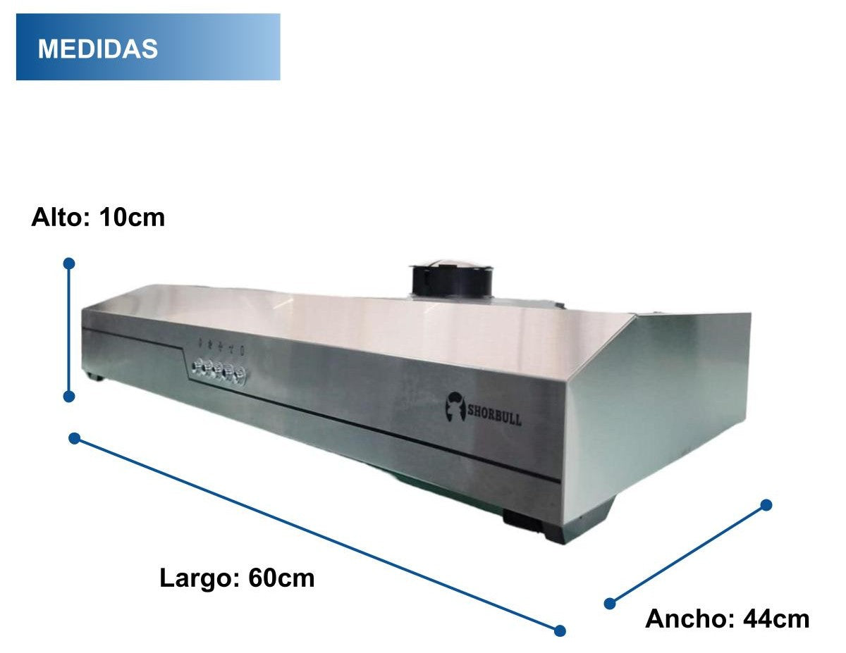 Campana 60cm Acero Inoxidable con  Luz Led Shorbull