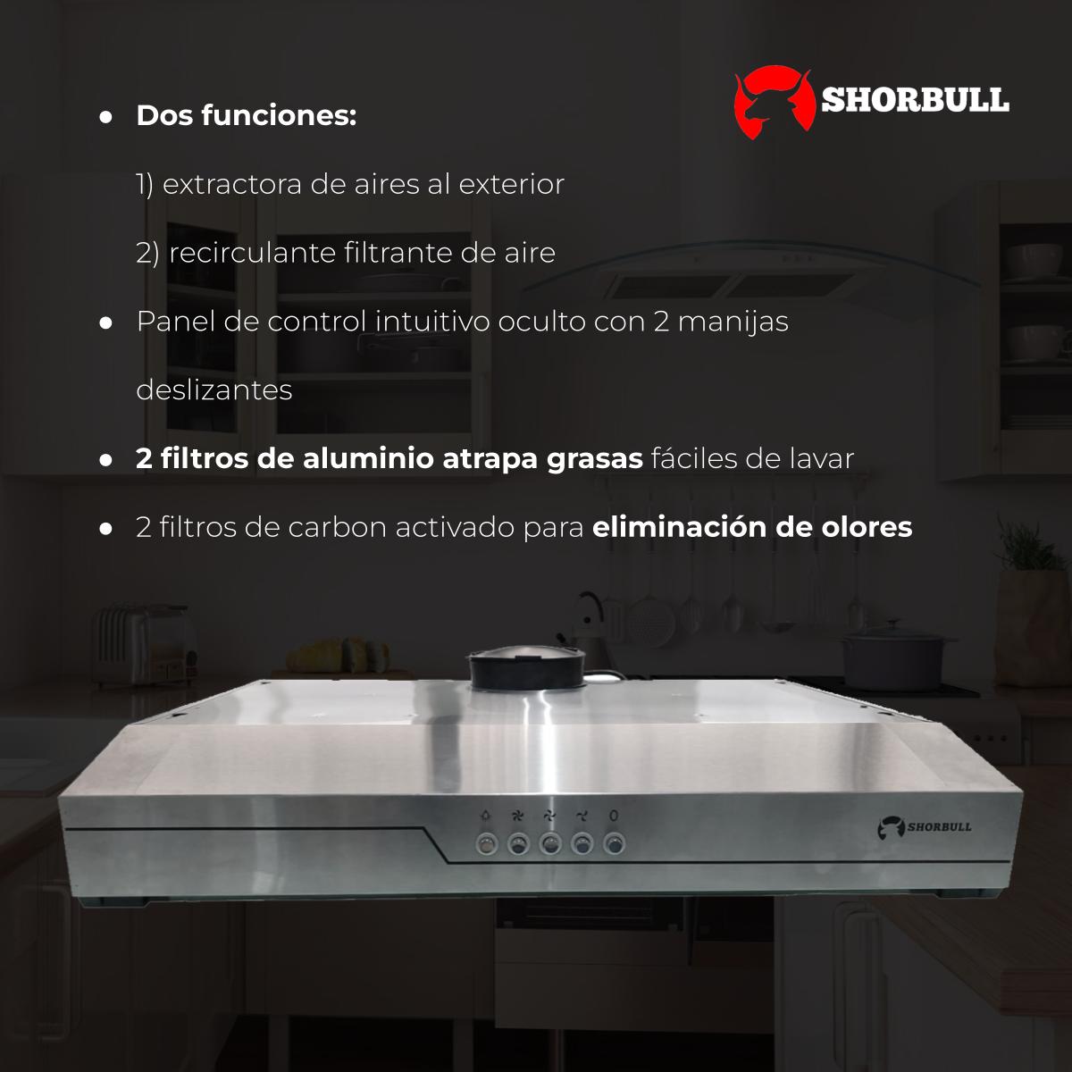 Campana 60cm Acero Inoxidable con  Luz Led Shorbull