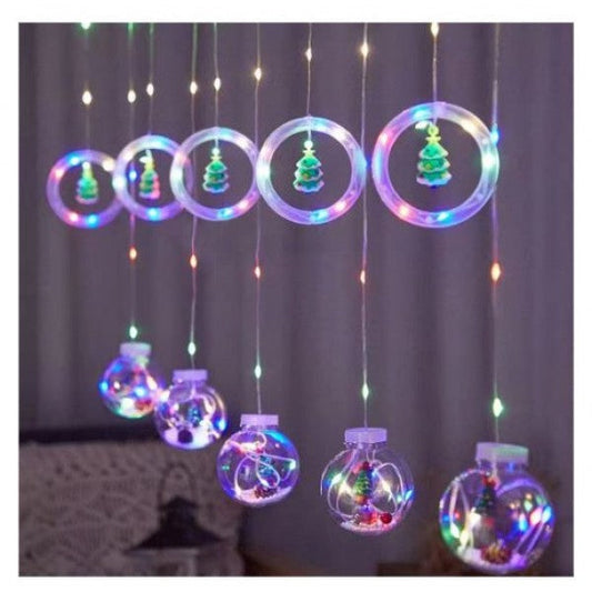Luces Navideñas con 5 Esferas y 5 Anillos