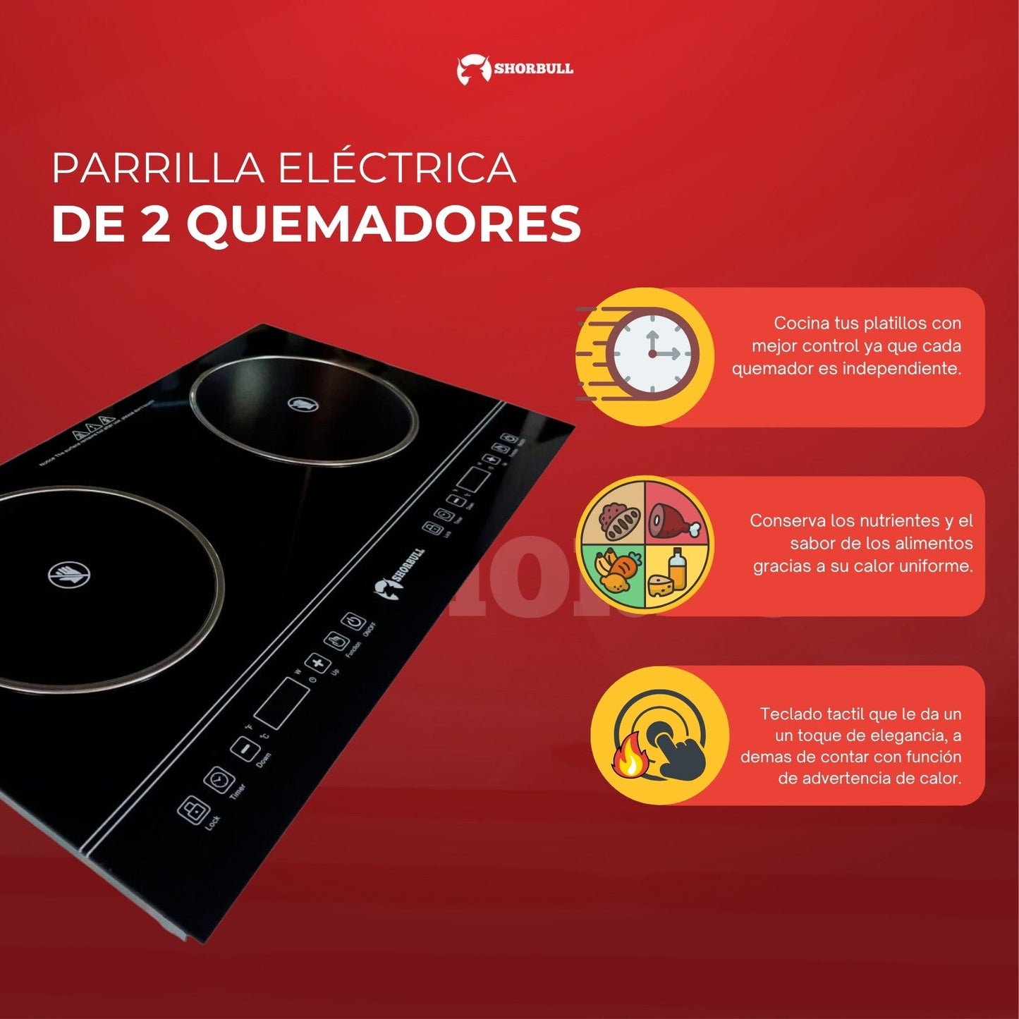 Parrilla 2 Quemadores Eléctrica Shorbull