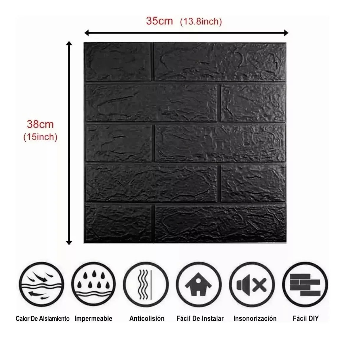 Tapiz Ladrillo Negro 10 Piezas 38*35cm