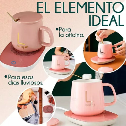 Taza Calentador Eléctrica Rosa